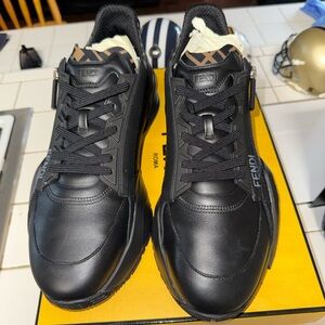 Fendi Black Leather Sneakers for Men